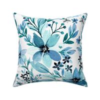 Serene Blue Watercolor Floral