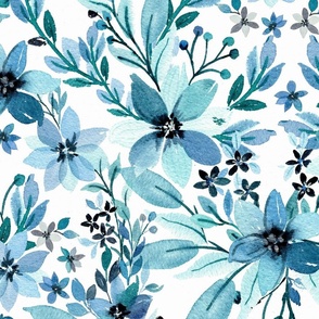 Serene Blue Watercolor Floral