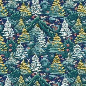 fir tree forest inspired by yoshitoshi