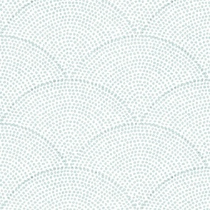 44 Serene Space- Relaxing Seigaiha Dots- Zen Arches- Abstract Boho Wallpaper- Bohemian Spa- Yoga Studio- Meditation Room- Japandi- Sea Glass Green on White- Soft Pastel Mint Green- Medium