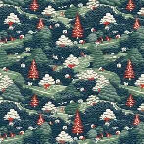 japanese christmas trees inspired by yoshitoshi