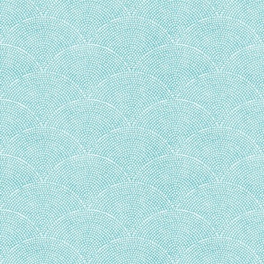 45 Serene Space- Relaxing Seigaiha Dots- Zen Arches- Abstract Boho Wallpaper- Bohemian Spa- Yoga Studio- Meditation Room- Japandi- White on Pool-Light Pastel Turquoise Blue- Baby Blue- Small
