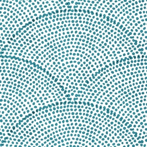 46 Serene Space- Relaxing Seigaiha Dots- Zen Arches- Abstract Boho Wallpaper- Bohemian Spa- Yoga Studio- Meditation Room- Japandi- Lagoon on White- Turquoise Blue- Teal- Large