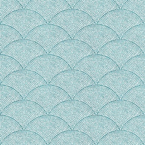 46 Serene Space- Relaxing Seigaiha Dots- Zen Arches- Abstract Boho Wallpaper- Bohemian Spa- Yoga Studio- Meditation Room- Japandi- Lagoon on White- Turquoise Blue- Teal- Small