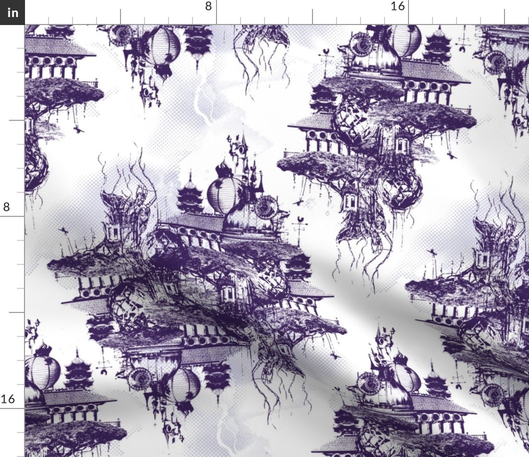 STRANGE FLYING ISLAND TOILE - purple