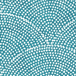 46 Serene Space- Relaxing Seigaiha Dots- Zen Arches- Abstract Boho Wallpaper- Bohemian Spa- Yoga Studio- Meditation Room- Japandi- White on Lagoon- Turquoise Blue- Teal- Extra Large