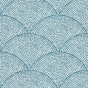 47 Serene Space- Relaxing Seigaiha Dots- Zen Arches- Abstract Boho Wallpaper- Bohemian Spa- Yoga Studio- Meditation Room- Japandi- Peacock on White- Turquoise Blue- Dark Teal- Medium