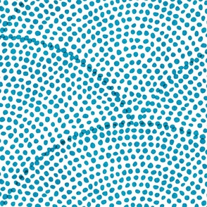 48 Serene Space- Relaxing Seigaiha Dots- Zen Arches- Abstract Boho Wallpaper- Bohemian Spa- Yoga Studio- Meditation Room- Japandi- Caribbean  on White- Turquoise Blue- Teal- Extra Large