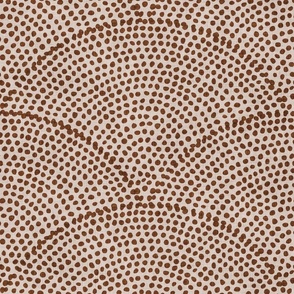 Serene Space- Relaxing Seigaiha Dots- Zen Arches- Abstract Boho Wallpaper- Bohemian Spa- Yoga Studio- Meditation Room- Japandi- Saddle Brown on Beige- Earth Tones- 764324- Large