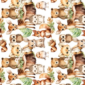 Woodland Forest Animals Baby Nursery Rotated