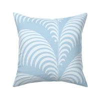Serene palm Art Deco fern frond plume in pale wedgewood blue wallpaper 24 scale by Pippa Shaw