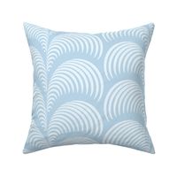 Serene palm Art Deco fern frond plume in pale wedgewood blue wallpaper 12 scale by Pippa Shaw