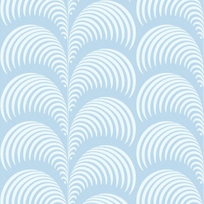 Serene palm Art Deco fern frond plume in pale wedgewood blue wallpaper 12 scale by Pippa Shaw