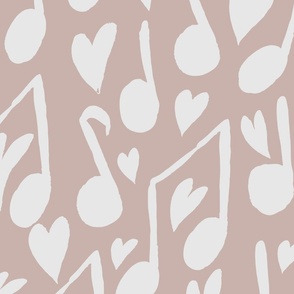 My Musical Valentine - Whimsical Hearts and Music Notes in Pink and White