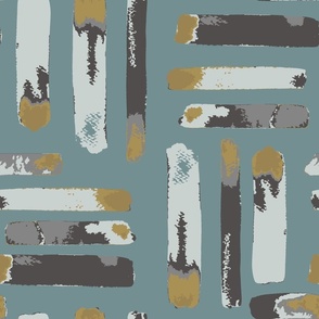 Textured Lines Teal and Yellow Stripes Patterned Fabric and Wallpaper