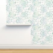 Serene hand painted organic lines and strokes muted abstract (LARGE) green teal off white