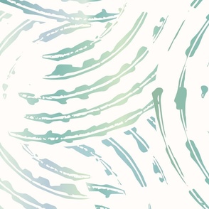 Serene hand painted organic lines and strokes muted abstract (LARGE) green teal off white