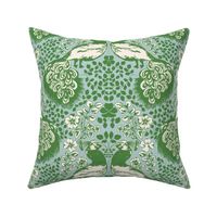 Damask Peacock - Light Blue Green White