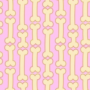 Funky horror bones - dog bone design in rows for puppies snacks and halloween yellow on pink
