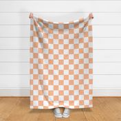 Jumbo 4” Peach Fuzz and White Checkers (6” Wallpaper)