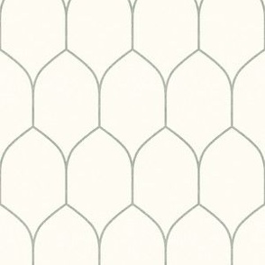 (small scale) Art Deco Scallops - softest sage/off white - LAD23
