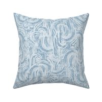 Abstract Curved Brushstrokes - Medium Scale - Serenity Blue and Cream Lines Arches Curves Boho Curvy Sea Beach