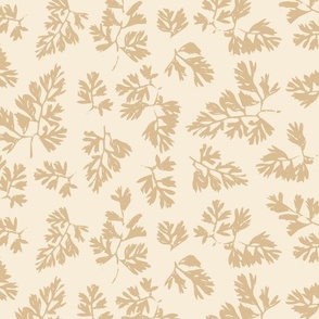 Serene Wallpaper Leaf Print Warm Neutral