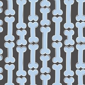 Funky horror bones - dog bone design in rows for puppies snacks and halloween blue on cool charcoal gray
