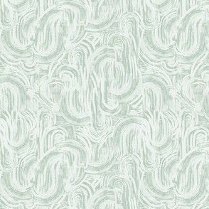 Abstract Curved Brushstrokes - Ditsy Scale - Soft Mint Green and Cream Lines Arches Curves Boho Curvy Geometric