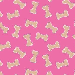 Dog bones cookies - baked snacks for dogs freehand tossed funky bone design beige pink halloween palette