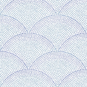 Serene Space- Relaxing Seigaiha Dots- Zen Arches- Abstract Boho Wallpaper- Bohemian Spa- Yoga Studio- Meditation Room- Japandi- Sky Blue and Lilac on White- Pastel Blue- Baby Blue- Periwinkle- Medium