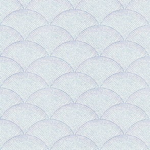 Serene Space- Relaxing Seigaiha Dots- Zen Arches- Abstract Boho Wallpaper- Bohemian Spa- Yoga Studio- Meditation Room- Japandi- Sky Blue and Lilac on White- Pastel Blue- Baby Blue- Periwinkle- Small