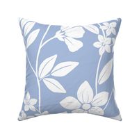 White Climbing up Floral Vines on Blue - Large