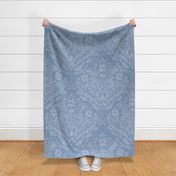 modern victorian damask, floral ornaments, light blue on baby blue - jumbo scale