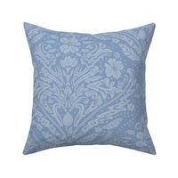 modern victorian damask, floral ornaments, light blue on baby blue - large scale