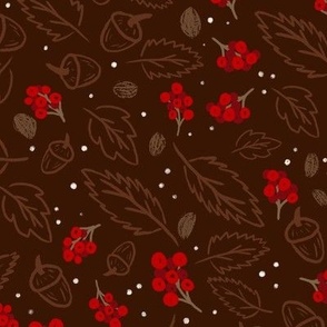 Woodsy Wonderland Christmas floral in berry red