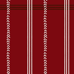 Vintage Christmas Cabin plaid stripes in berry red