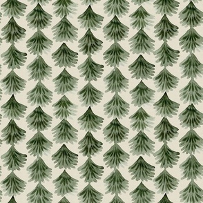 green forest on beige background, watercolor pattern