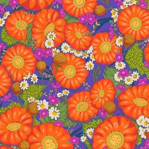 Daisy Joy Fanciful Orange Gerbera Yellow White Fuschia Billy Balls Purple Violet 