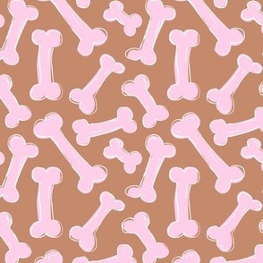Messy funky bones - dog treats retro nineties vibes tossed pink on sienna