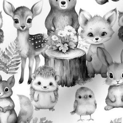 Woodland Forest Animals Baby Nursery Gray