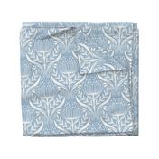 Serene floral garden blue and cream - home decor - wallpaper - curtains- bedding - whimsical.