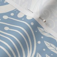 Serene floral garden blue and cream - home decor - wallpaper - curtains- bedding - whimsical.