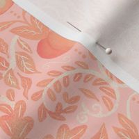 Peach Fuzz Juicy Peach Damask on Baby Pink Blush