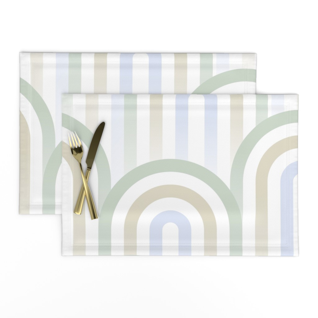 (L) Warm Minimalist Abstract Serene Art Deco Rainbow Gradient 1. sage green, blue nova pastels