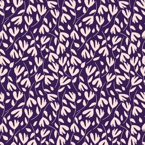 M-BRIGHTLY PICKED_5B--floral-leaves-eggplant-purple-cream-delicate-scattered--Meadowlands Coll