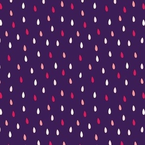 M-AND THEN THE RAIN_9B-raindrops-polka dot-teardrop-purple-red-cream-cute-rain--Meadowlands Coll