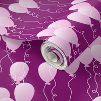 1-Inch Floating Pastel Pink Balloons with White Streamers Against Deep Pink