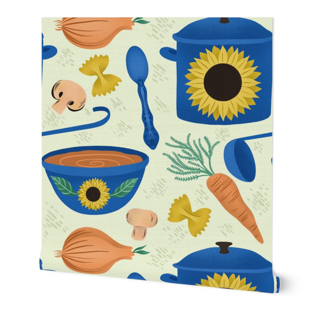 Sunflower Harvest Delight: Wholesome Soup and Fresh Vegetables - 20x20 Jumbo Size