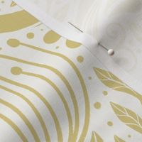 Serene floral garden gold and cream - home decor - wallpaper - curtains- bedding - whimsical.
